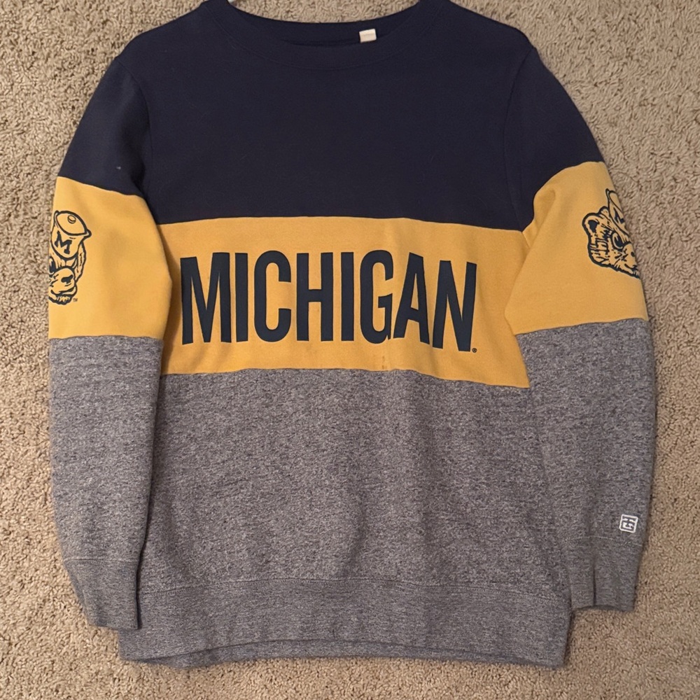 Michigan Navy and Yellow Colorblock Sweatshirt